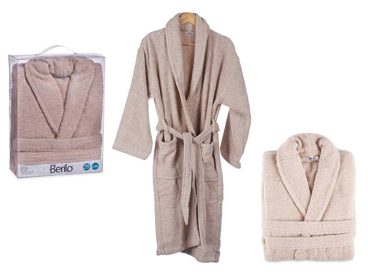 Berilo Albornoz Beige 100% Algodón Talla L/XL 500Gr, Dimensiones 10x37.5x28 cm (6 Unidades)