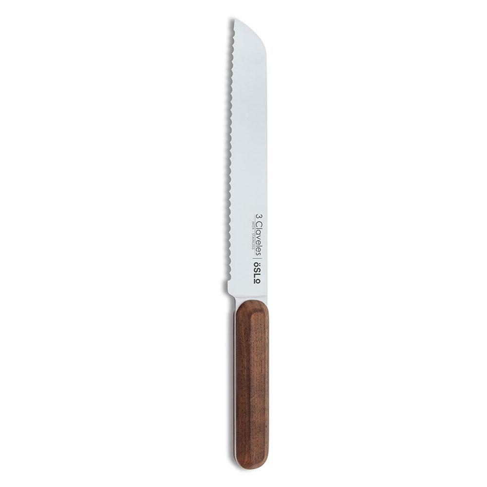 3 Claveles Cuchillo panero Oslo 20 cm con mango de madera de nogal