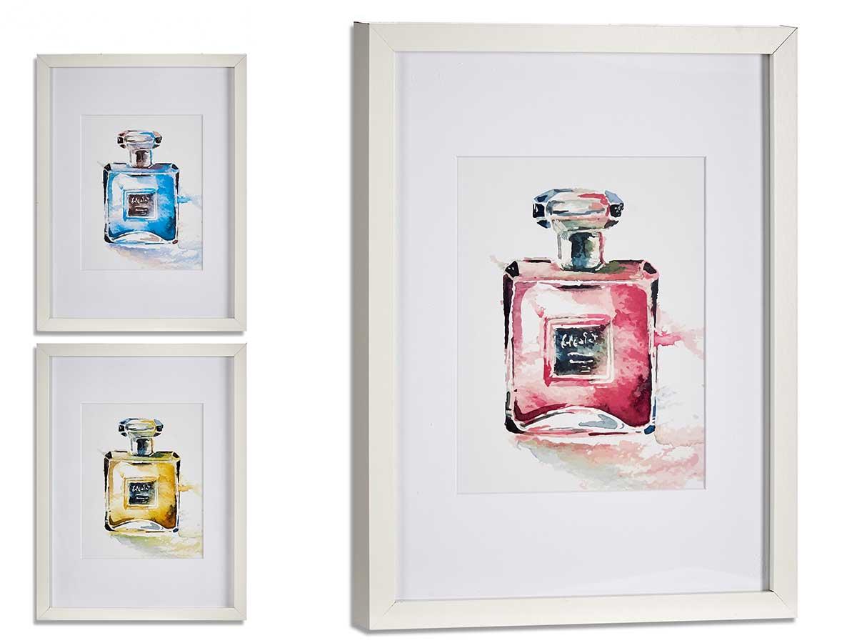 Giftdecor Cuadro Decorativo Perfume Surtidos, 33x43 cm, Colores Blanco, Rojo, Azul, Amarillo (6 Unidades)
