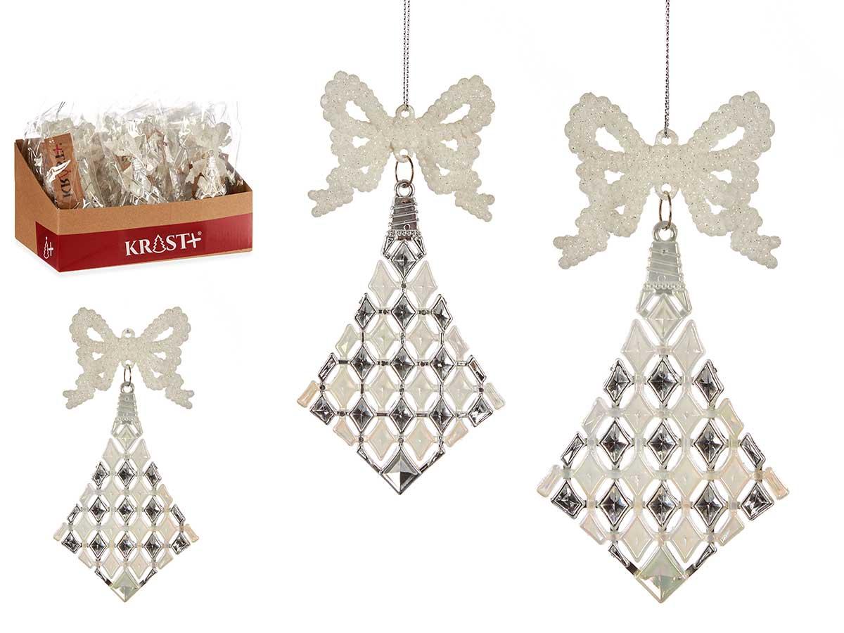 Krist+ Adorno Árbol Navidad Rombos Lazo Nácar 7.5x15.5x1 cm (48 Unidades)