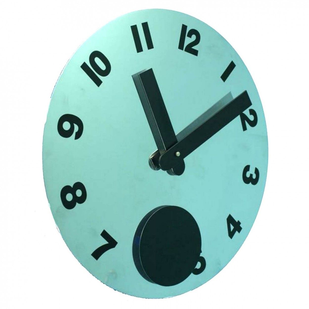 RELOJ DE PARED PLATEADO Y NEGRO CON PÉNDULO