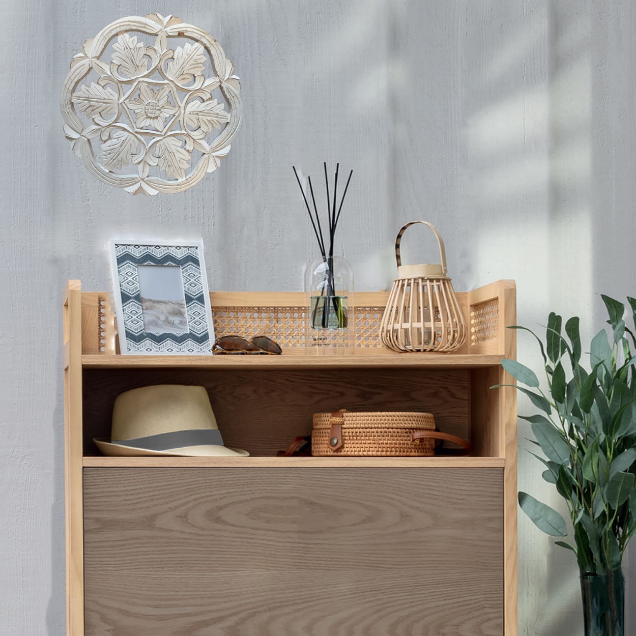 RETABLO DE MADERA CON MANDALA 39 CM