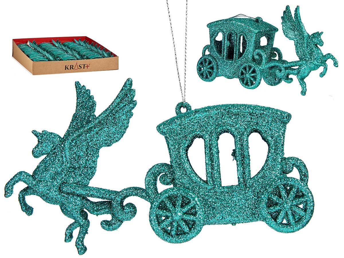 Krist+ Adorno Árbol Navidad Carroza Unicornio Verde Menta 15x8.5x4.5 cm (48 Unidades)