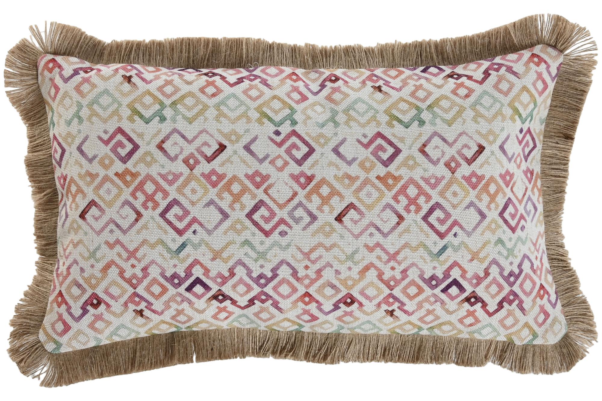 DKD Home Decor 1c24 Cojín Tropical Multicolor de Poliéster 30x50 cm con Flecos y Cremallera (2 Unidades)