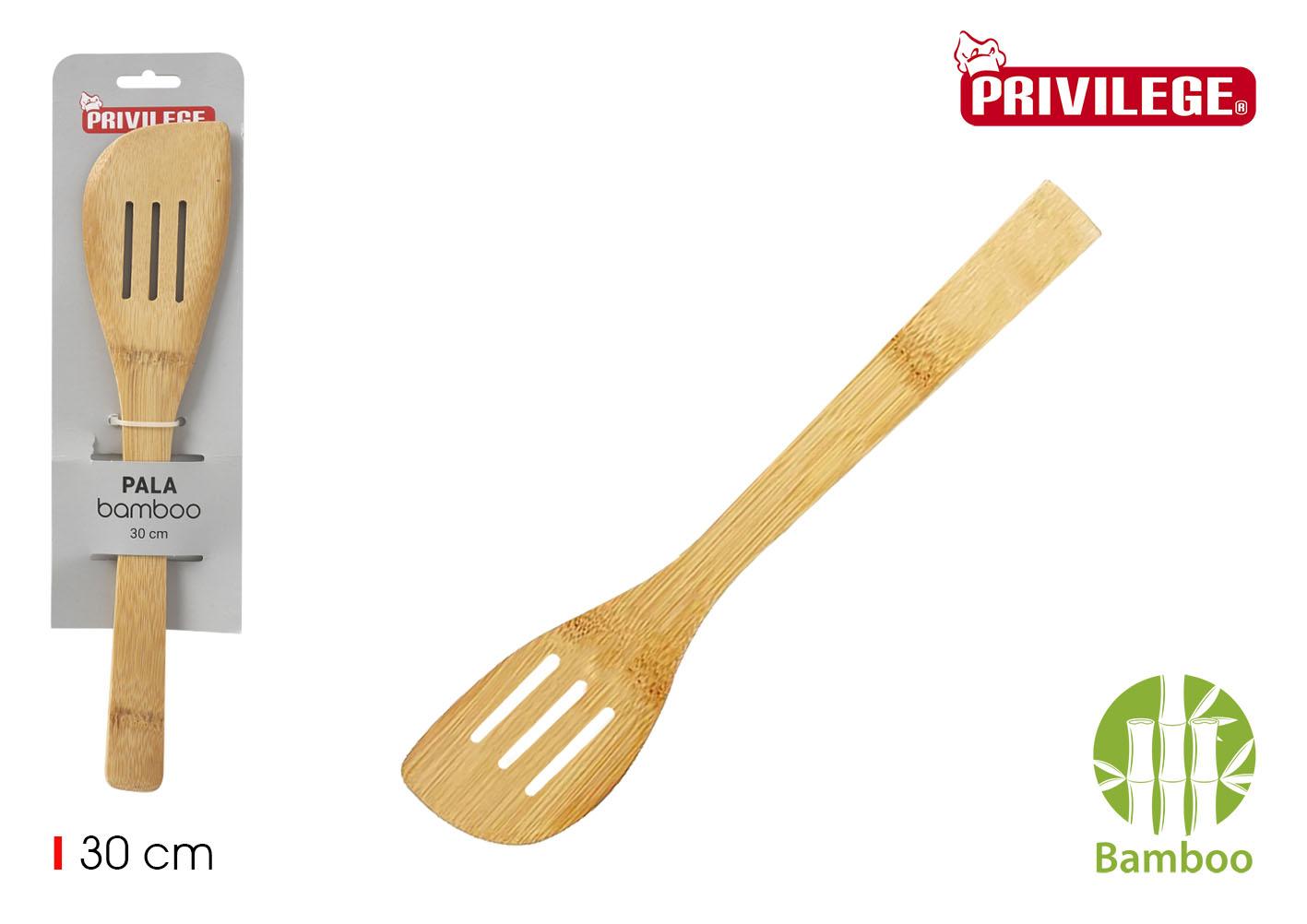 Privilege Pala de Bambú Curvada con Agujeros para Cocina - Utensilio de 30 cm (36 Unidades)