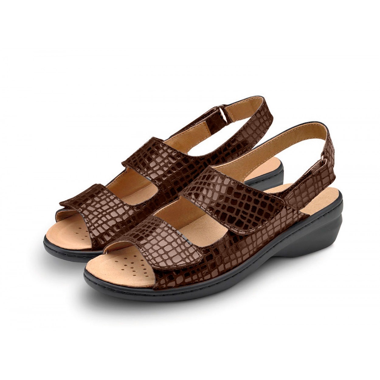 SANDALIA SEÑORA COLOR TRENTO ESTAMPADO COCODRILO PUNTA ABIERTA