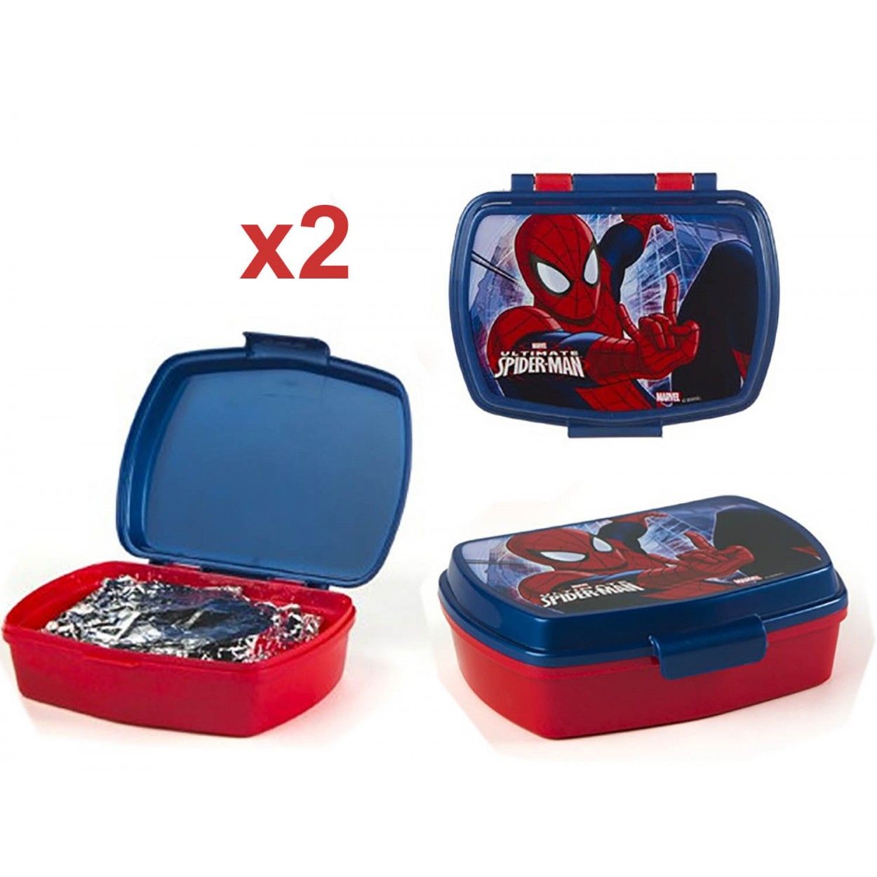 Sandwichera HOMRE ARAÑA en set de 2, Lonchera Infantil, Fiambrera para Niños.