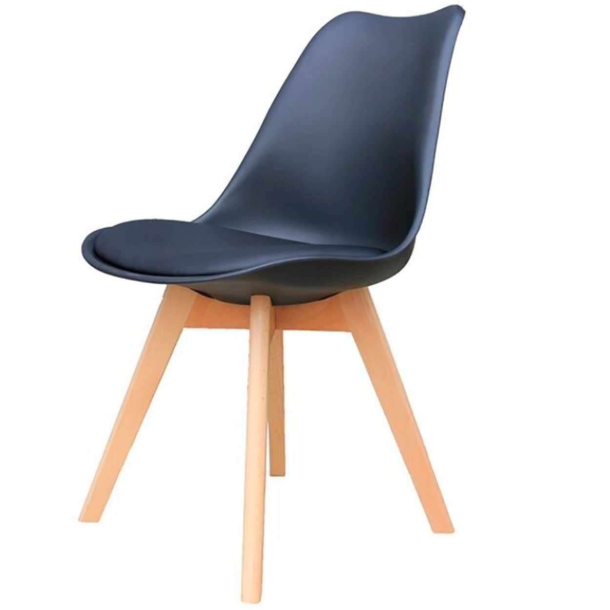 SILLA COMEDOR NEGRA MADERA "MIKA" ACOLCHADA