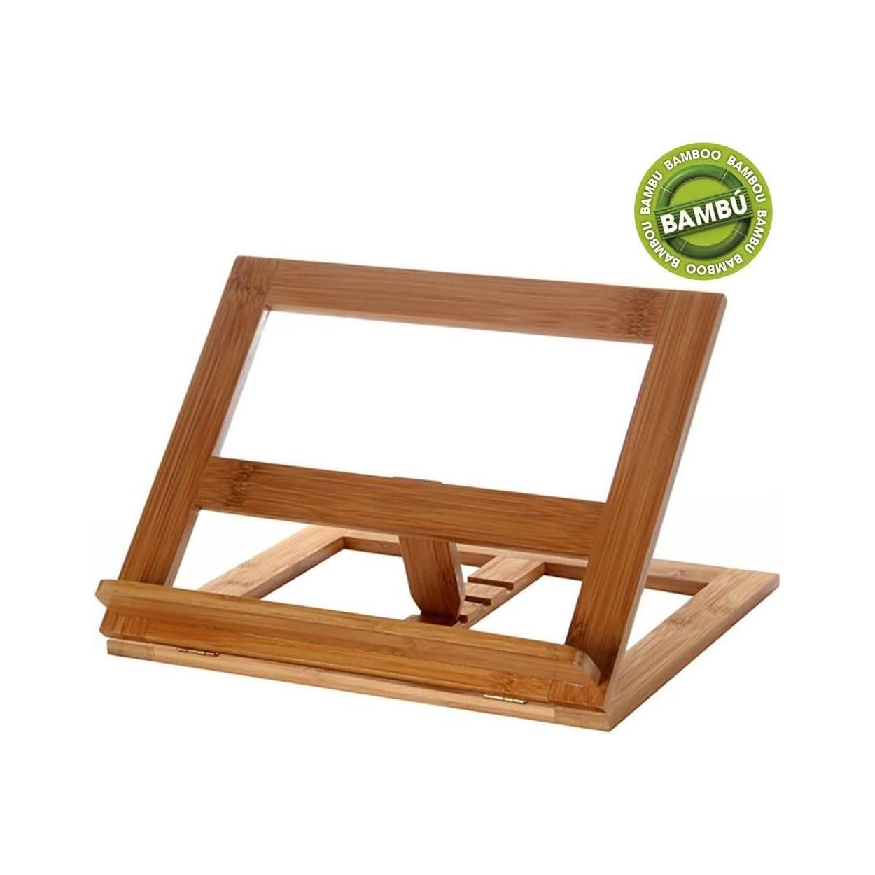 Soporte para libros plegable de bambú