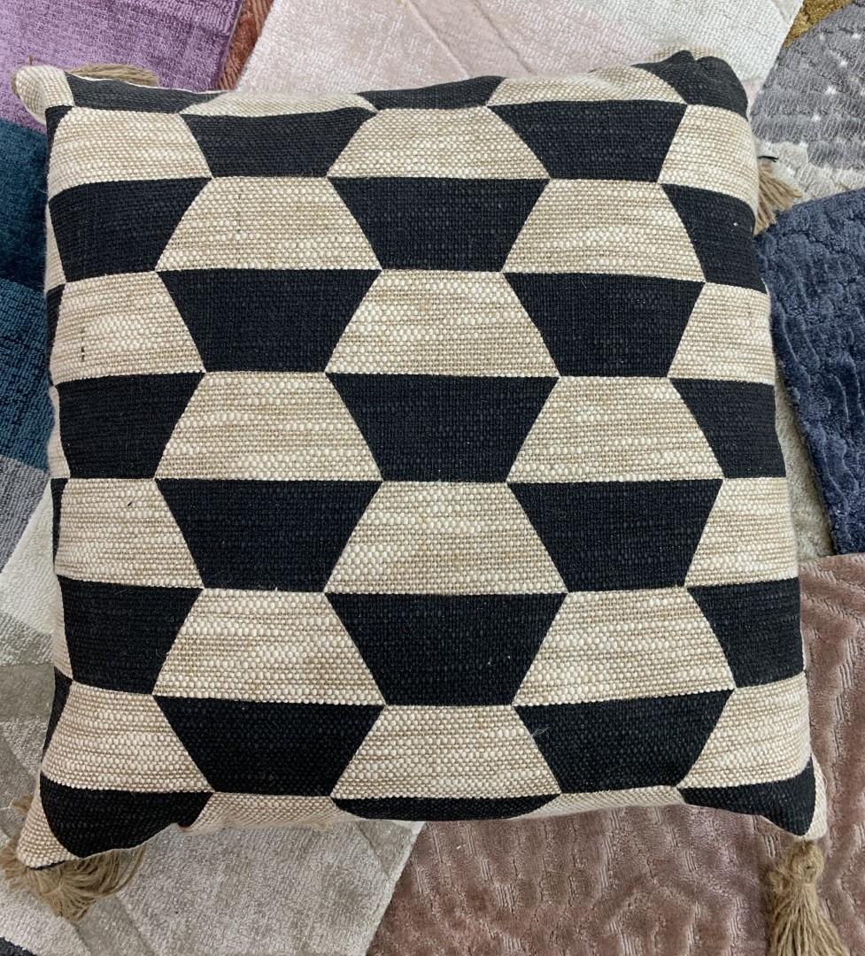 DKD Home Decor India 1c24 Cojín Boho Cuadrado de Algodón y Lino 45x45cm Hecho a Mano con Cremallera