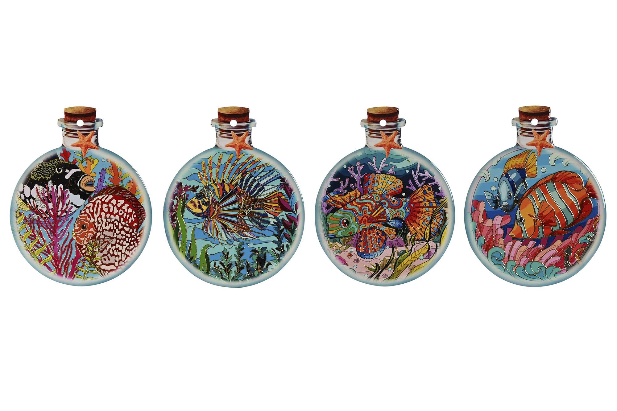 DKD Home Decor Salvamantel Mediterraneo Multicolor de Dolomite y Corcho 23x1x18 cm (12 Unidades)