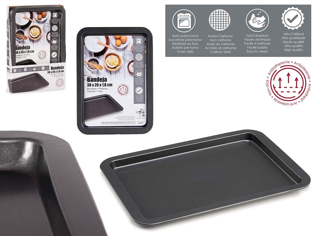 Kinvara Bandeja Rectangular de Metal Gris 38 cm x 25.3 cm x 2 cm (24 Unidades)