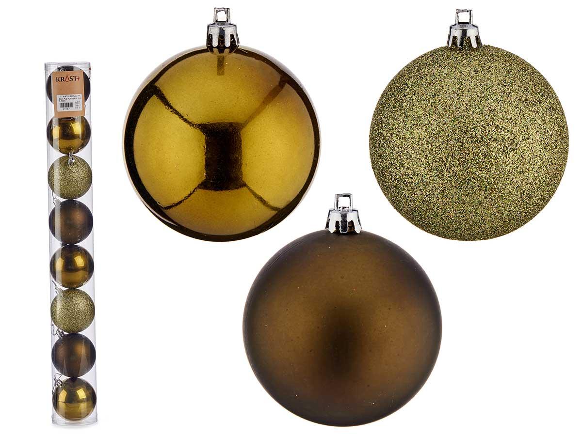 Krist+ Set de 8 Bolas de PVC, 7 cm, Verde Oliva (24 Unidades)