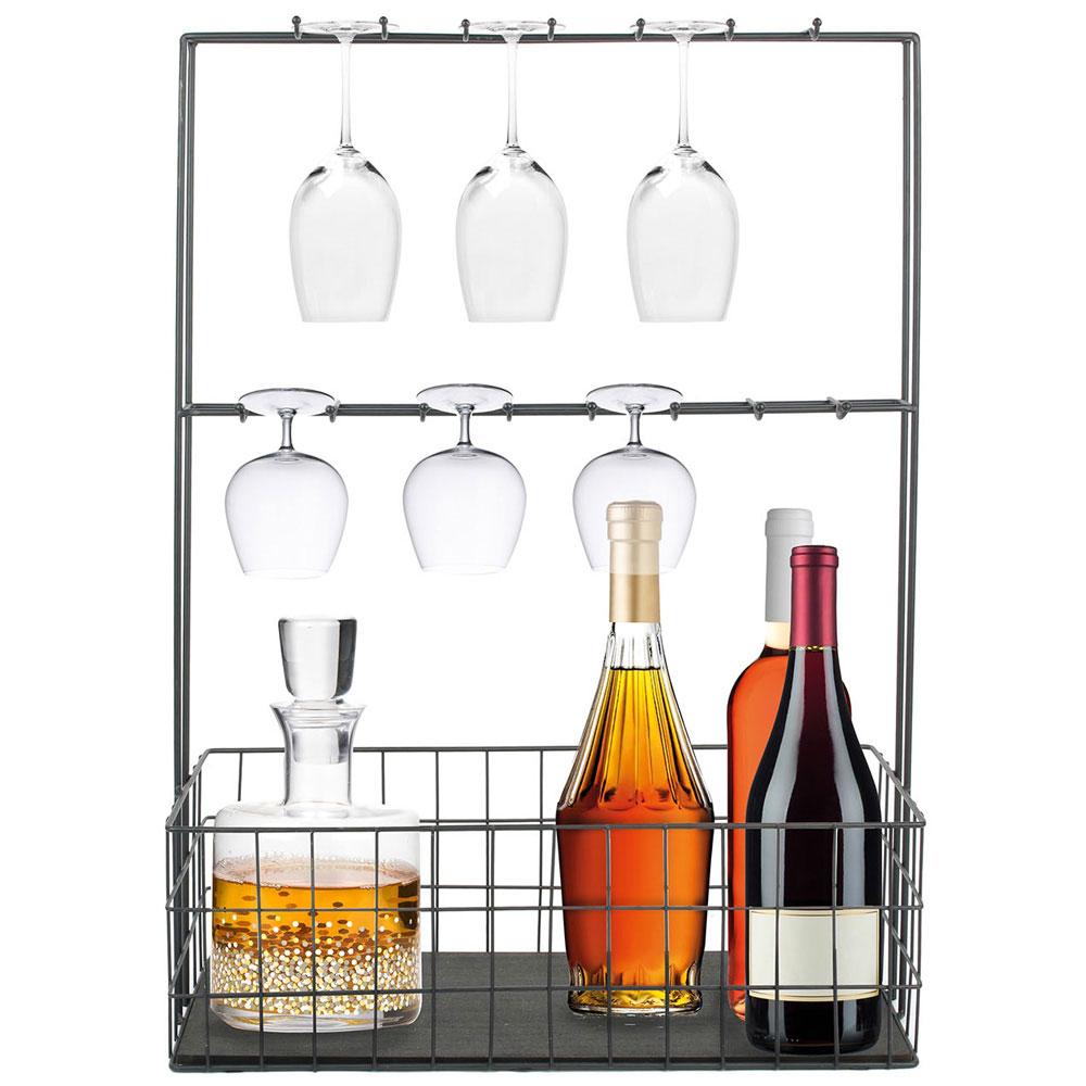Home Deco Factory Soporte Cesta con 16 Ganchos para Minibar o Cocina - Diseño Industrial
