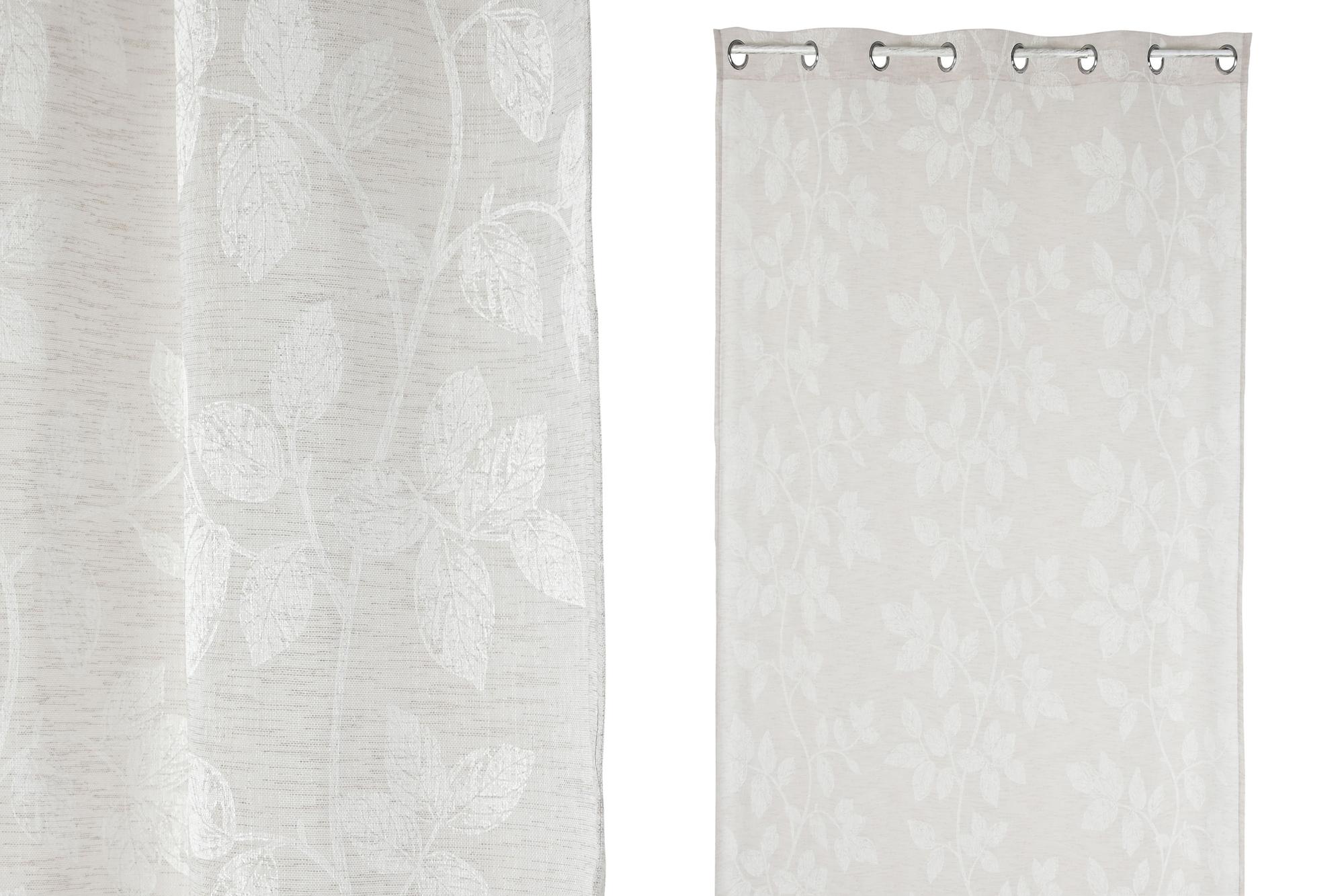 DKD Home Decor Cortina Romántica Impresa de Poliéster Beige, 260 x 140 cm (Pack de 2)