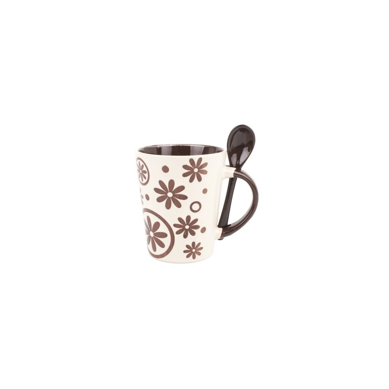 Taza ceramica con cucharilla flores