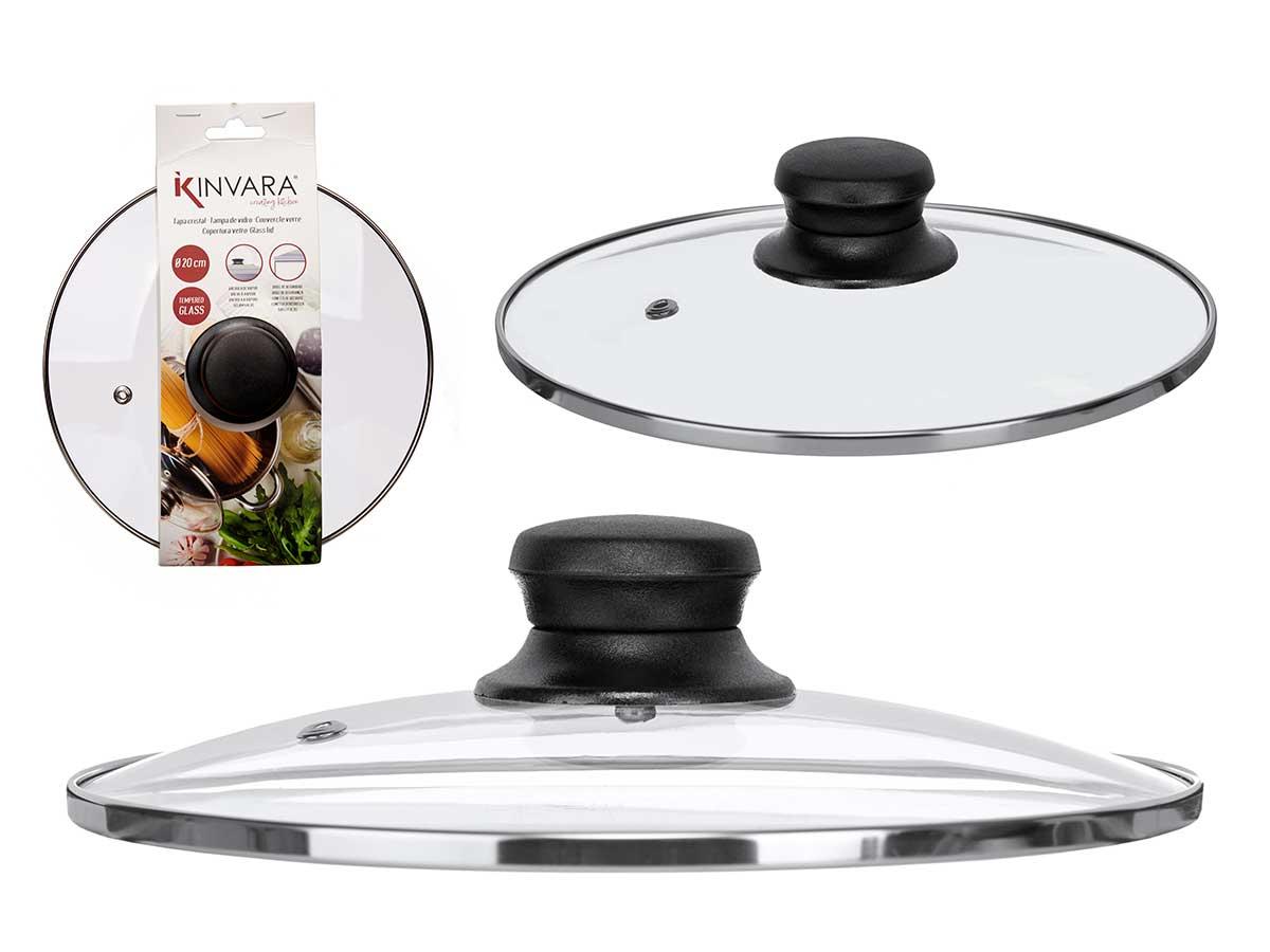 Kinvara Tapa de Cristal con Filo Plata 20 cm - Vidrio y Metal, Transparente y Plata (12 Unidades)