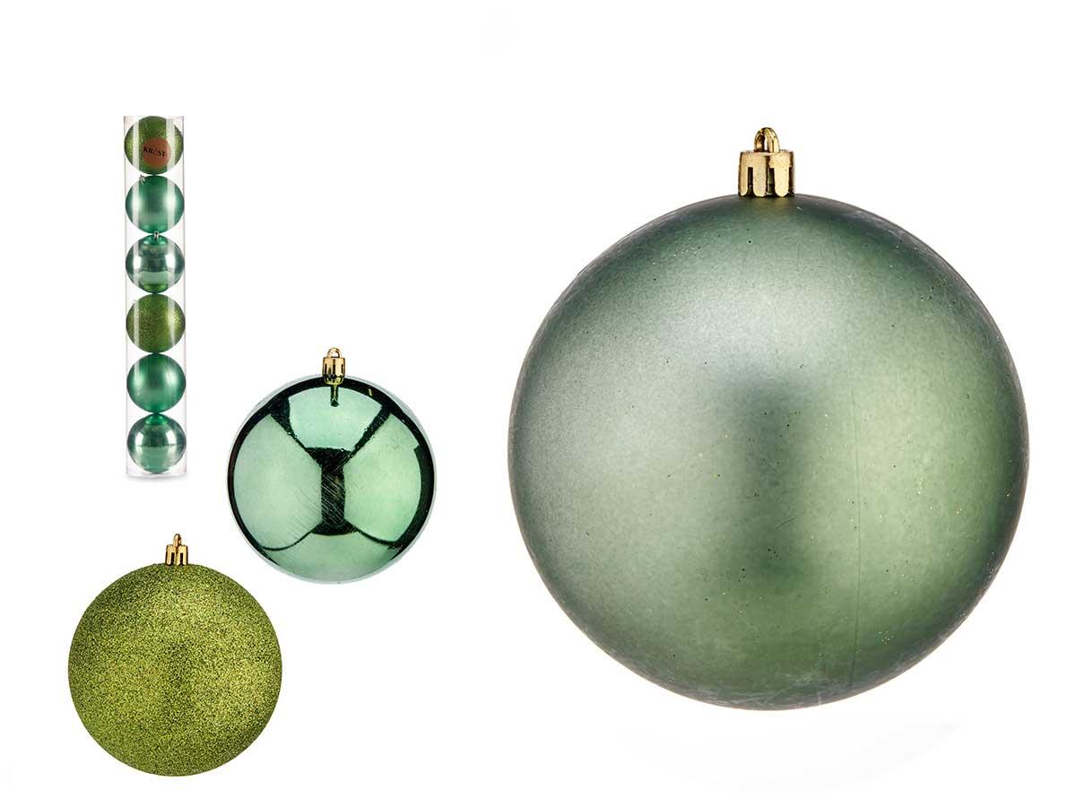 Krist+ Set de 6 Bolas de Navidad Color Verde 10 cm (12 Unidades)