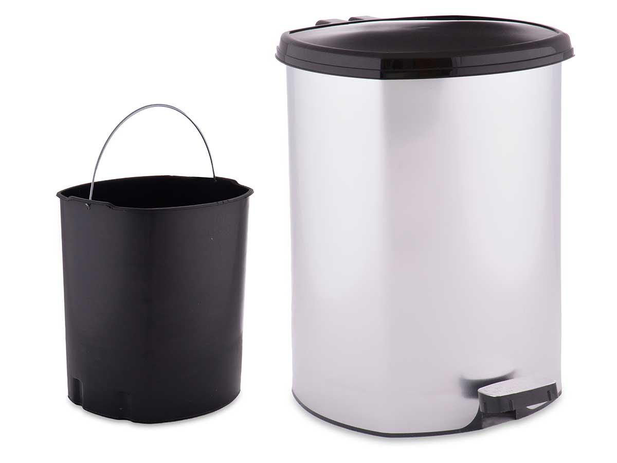 Berilo Papelera de Plástico con Pedal Plateada 11L 26x33x30 cm (6 Unidades)