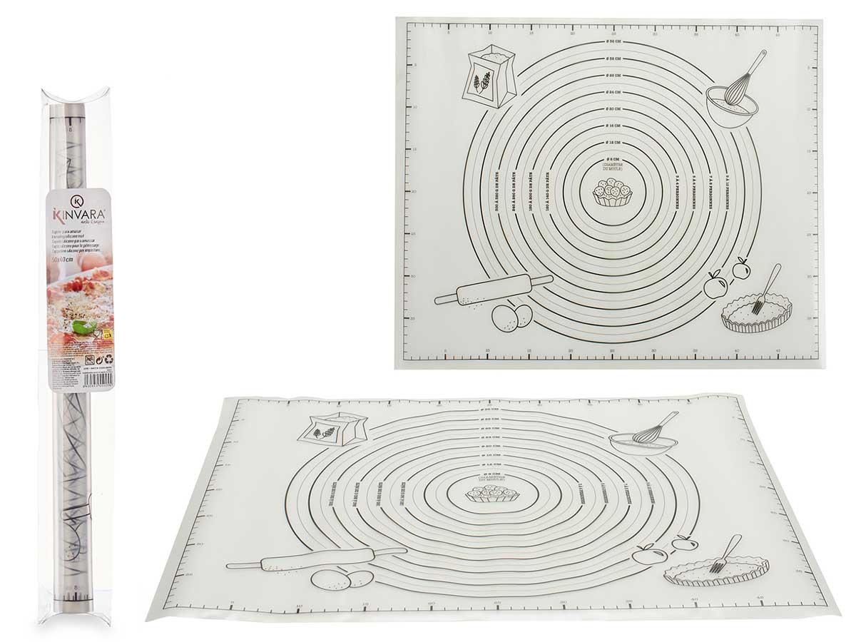 Kinvara Tapete Preparacion Masa, Plastico (Goma EVA), Blanco/Negro, 42.5x3x3 cm, Abierto 52.5x42.5 cm (48 Unidades)