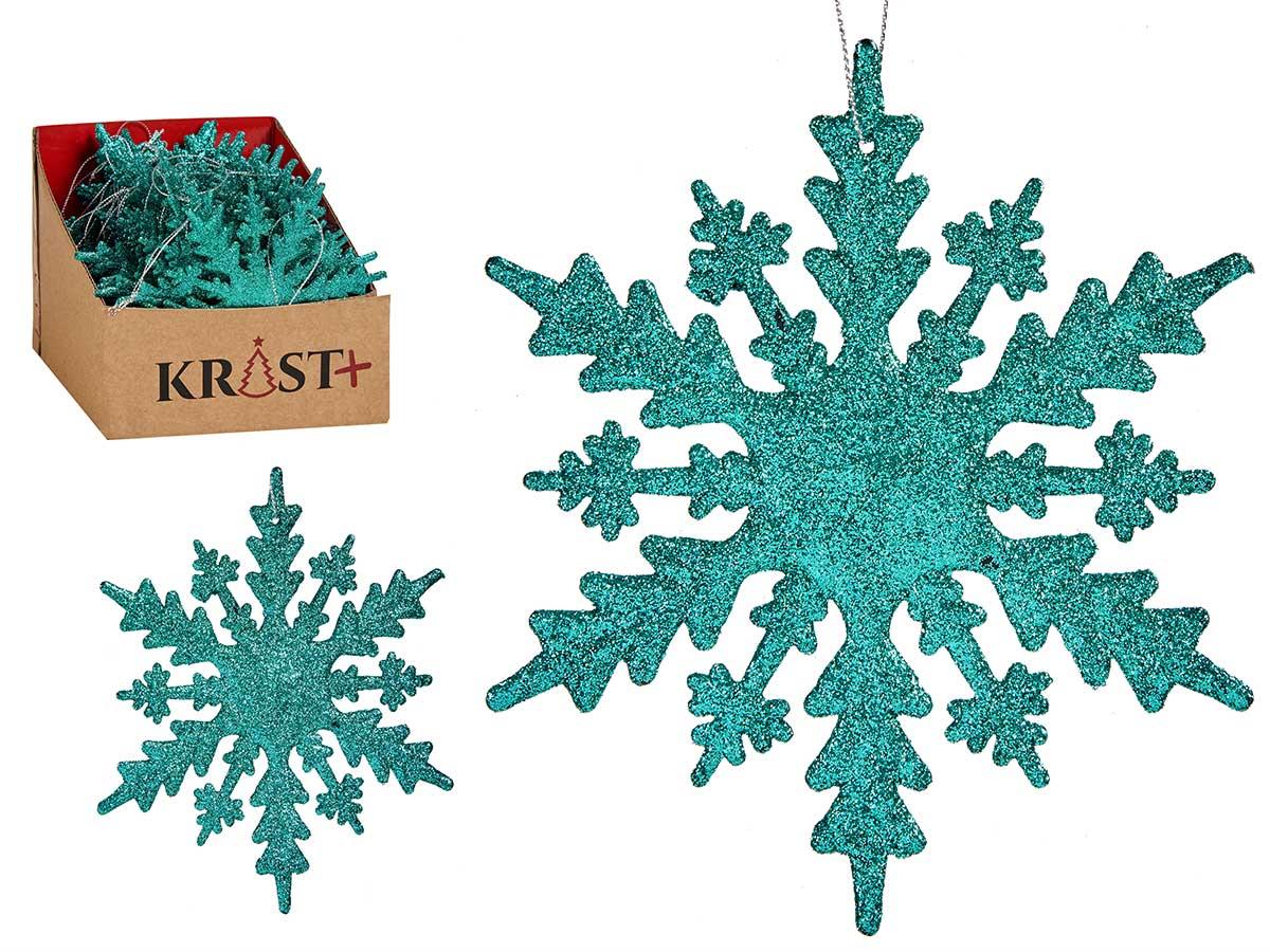 Krist+ Adorno Árbol Navidad Copo de Nieve Verde Menta 15x15 cm (48 Unidades)