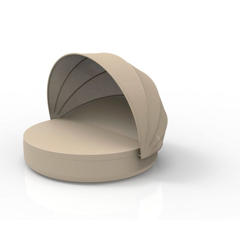 Cama chillout Daybed ULM con cabezal reclinable y parasol, cuida tu piel protegiéndola del sol