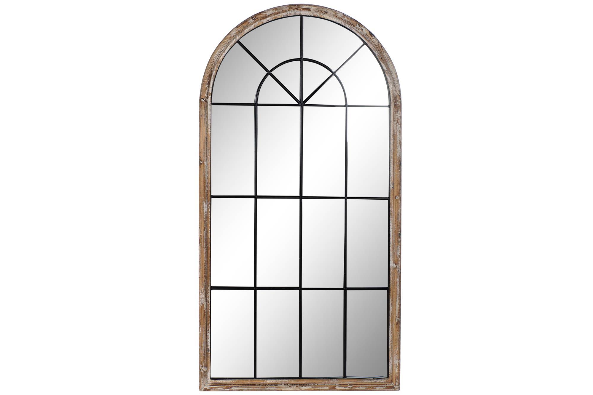 DKD Home Decor Espejo de Pared Tradicional Efecto Ventana, Estructura de Madera y Metal, Colores Blanco y Negro, Gran Tamaño 169x87 cm