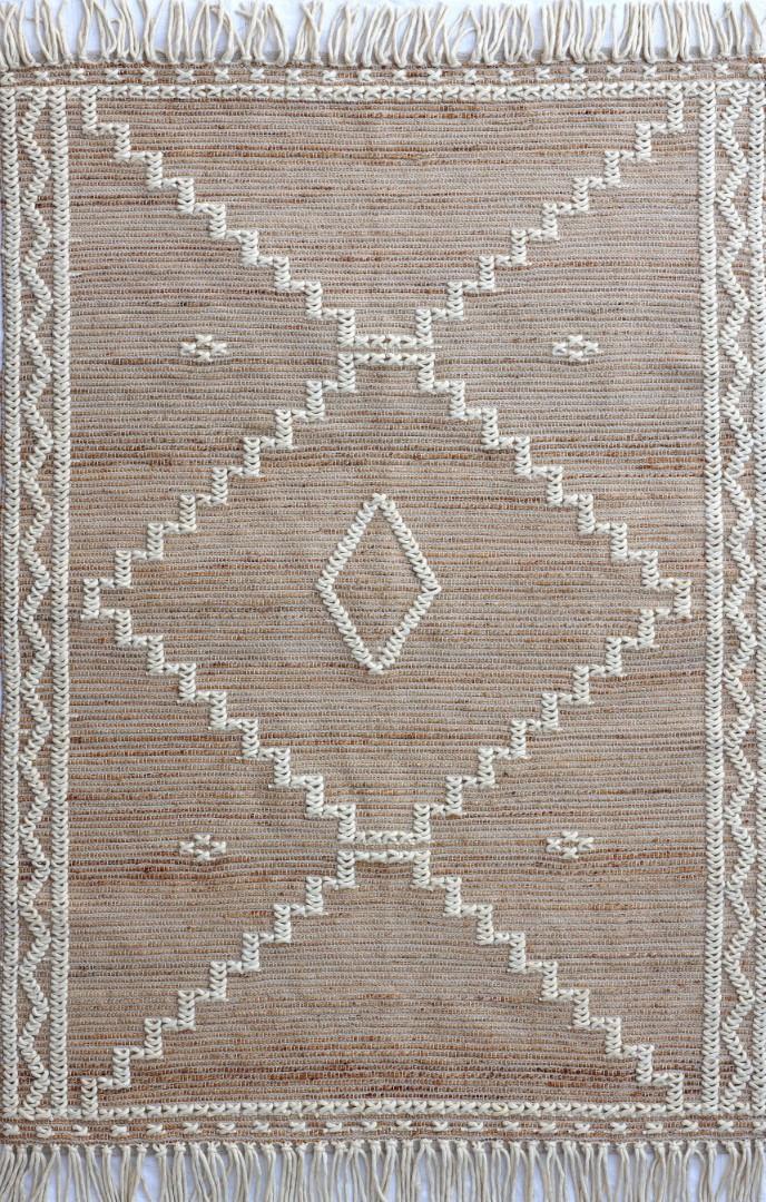 DKD Home Decor Alfombra Boho Yute Lana Algodón Hecha a Mano Antideslizante 175x75 cm