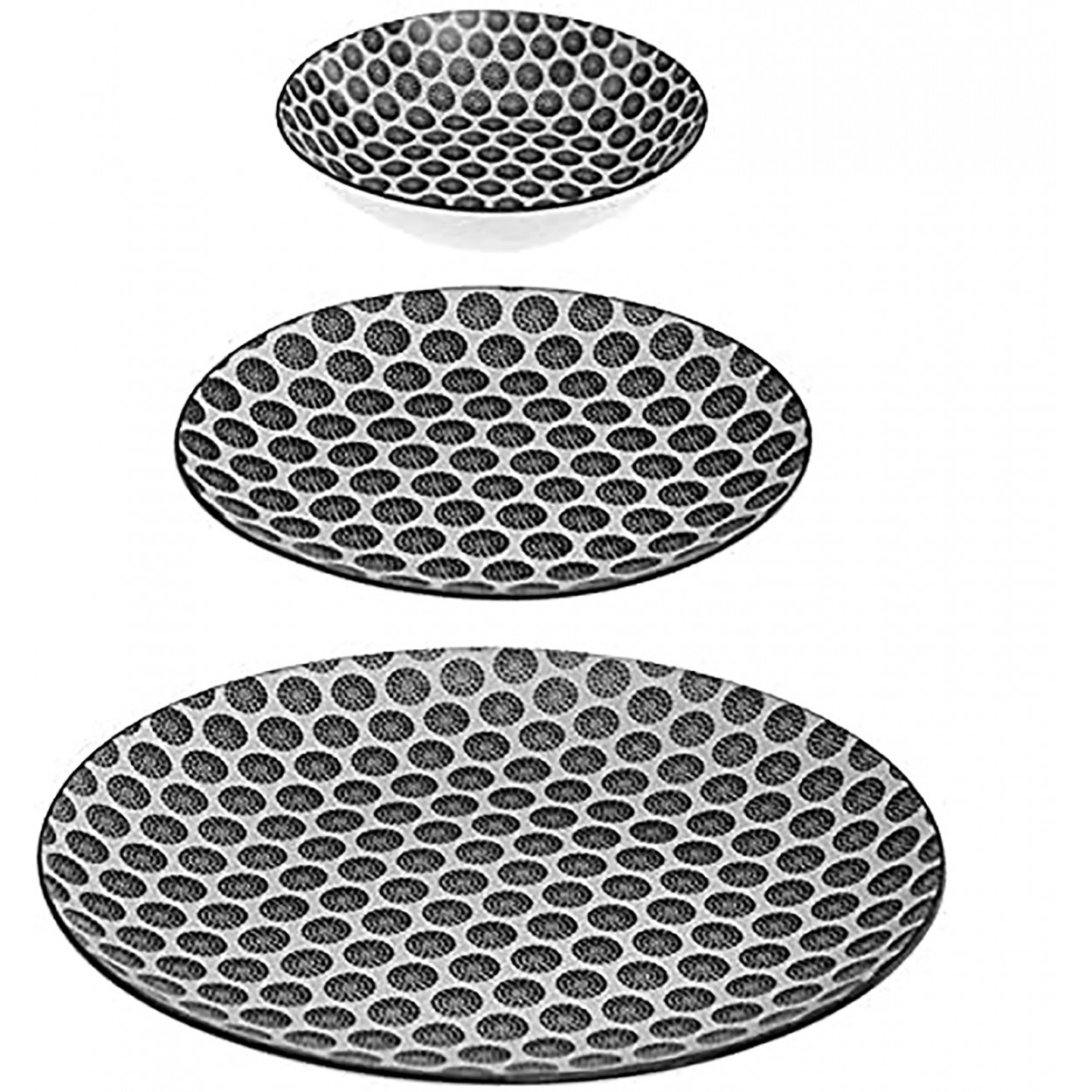 VAJILLA 18 PIEZAS PORCELANA "LUNARES"