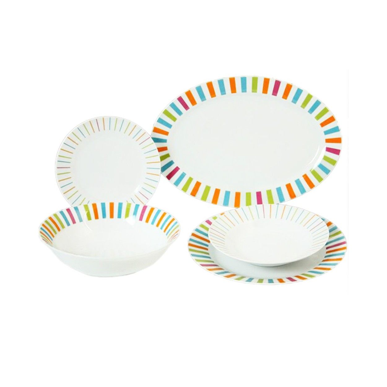 Vajilla de porcelana de 20 piezas - diseño con colores