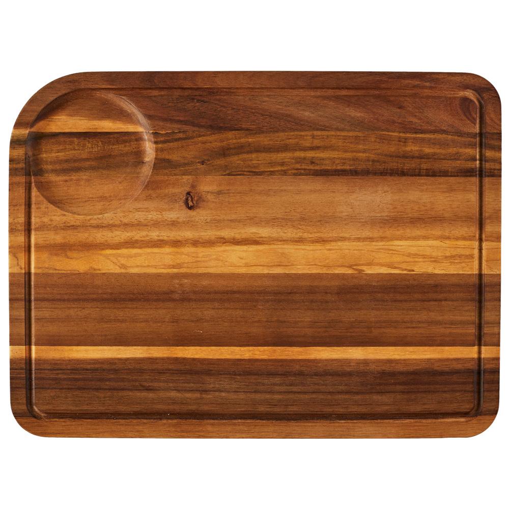 Home Deco Factory Tabla de Cortar Acacia 46x34,5 cm con Surco Perimetral y Circular