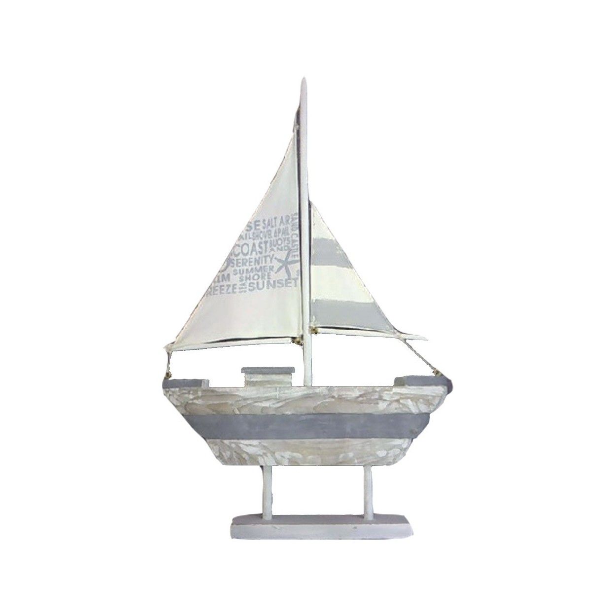 VELERO DECORATIVO DE MADERA Y TELA 31X7X55