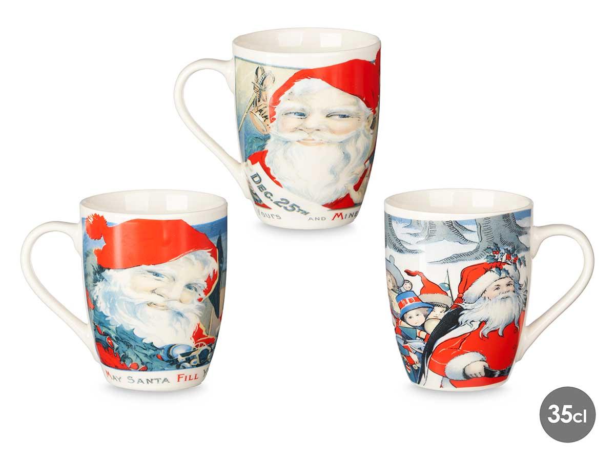 Krist+ Taza Navidad Papa Noel 350 ml Porcelana Estampado Navideño (36 Unidades)