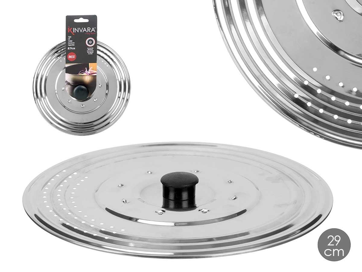 Kinvara Tapa sartén de metal con escurridor, acero y plástico, 29 cm (24 Unidades)