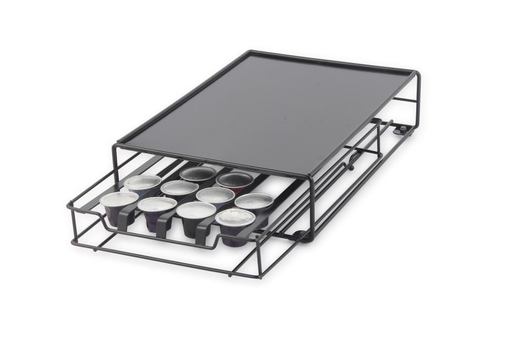 DKD Home Decor Soporte para Cápsulas Nespresso de Metal Capacidad 32 Cápsulas Negro 31x21x7.5 cm
