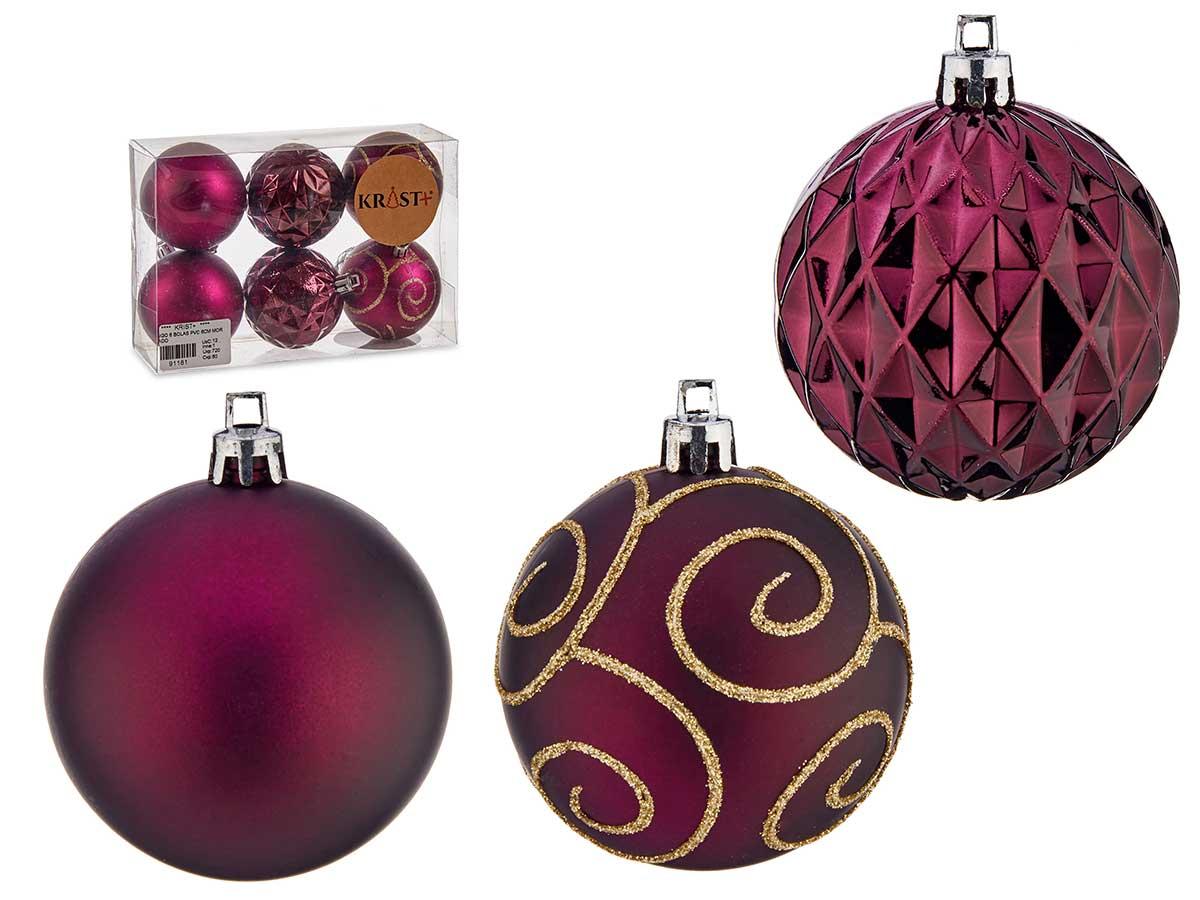 Krist+ Set de 6 Bolas de PVC Morado, 6 cm de Diámetro (12 Unidades)
