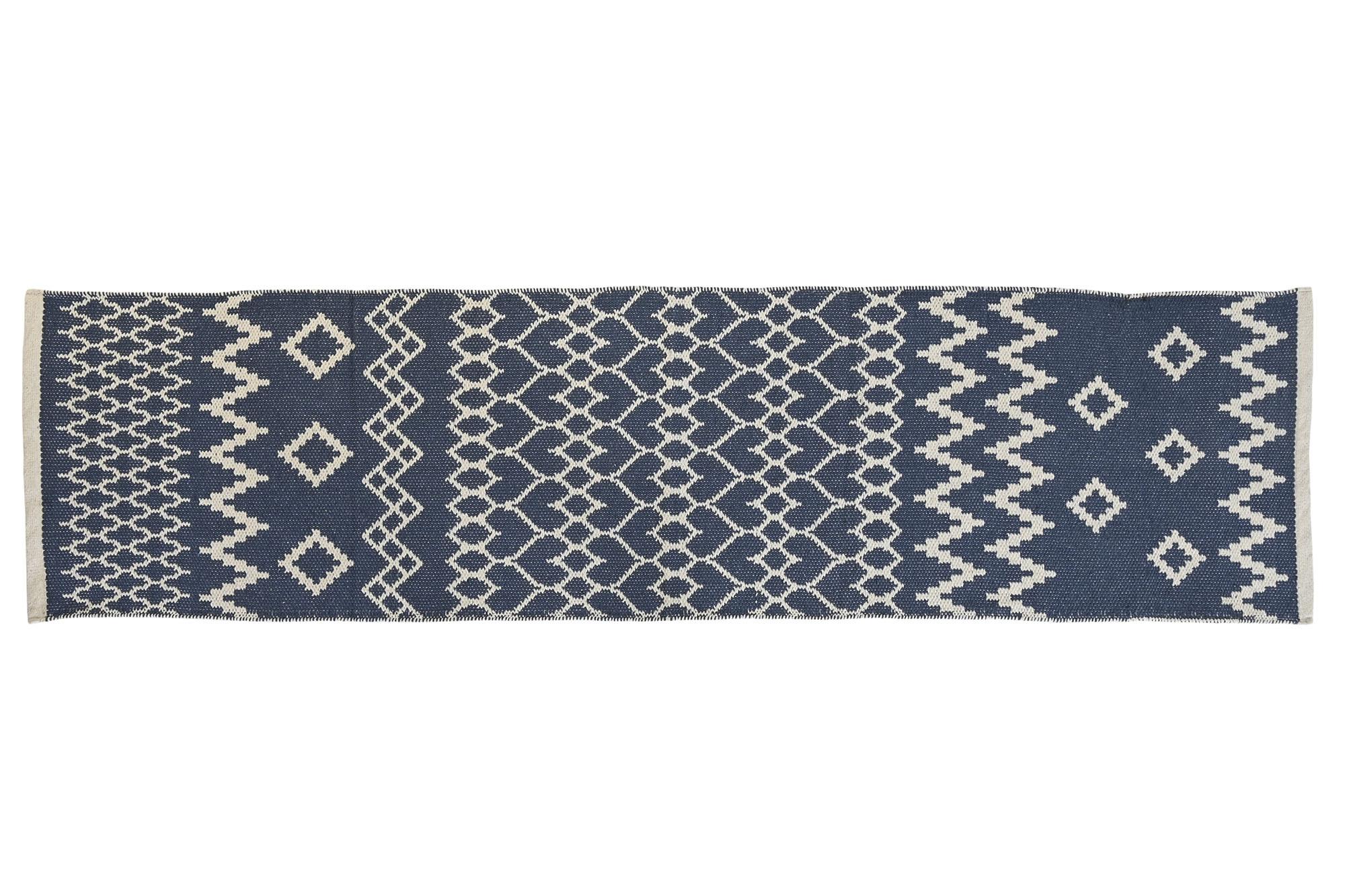 DKD Home Decor Alfombra de Pasillo Estilo Árabe Poliéster y Algodón Azul 240x60 cm (Pack 2)