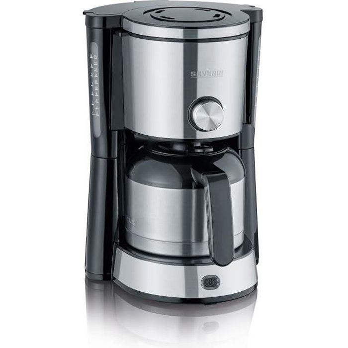 Severin KA4845 Cafetera con Filtro Isotérmico, Selector de Aroma 'AromaSwitch', 8 Tazas (1L), 1000W, Acero Inoxidable y Negro