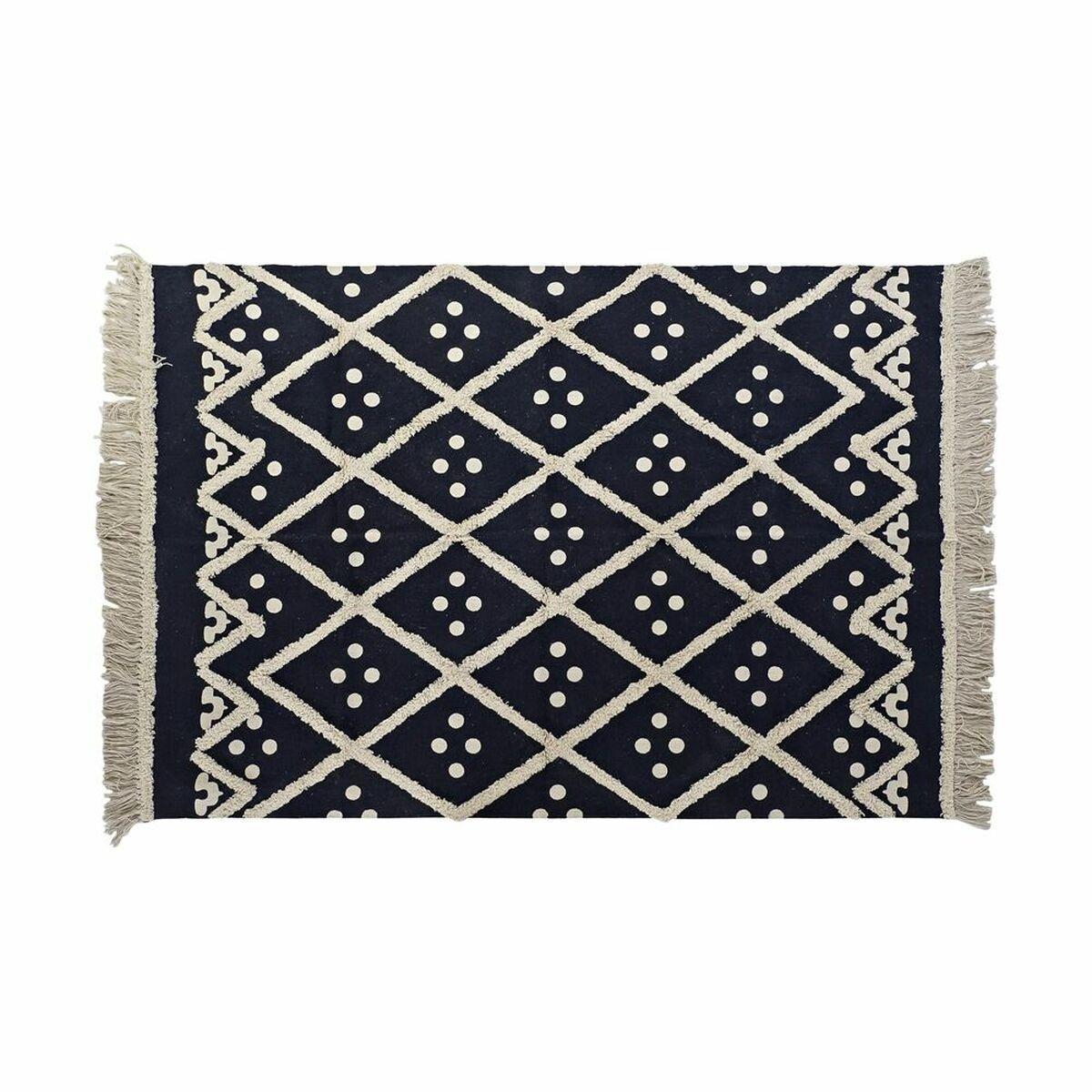 DKD Home Decor Alfombra Urban Azul Marino Beige de Poliéster 180x120 cm 1000 GSM 0.7 cm Grosor