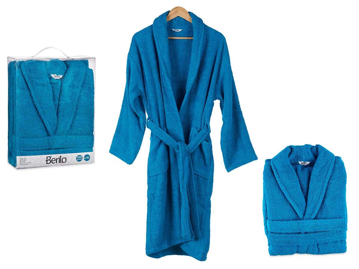 Berilo Albornoz Azul 100% Algodón Talla L/XL 500Gr - 10.5x37x28 cm (6 Unidades)