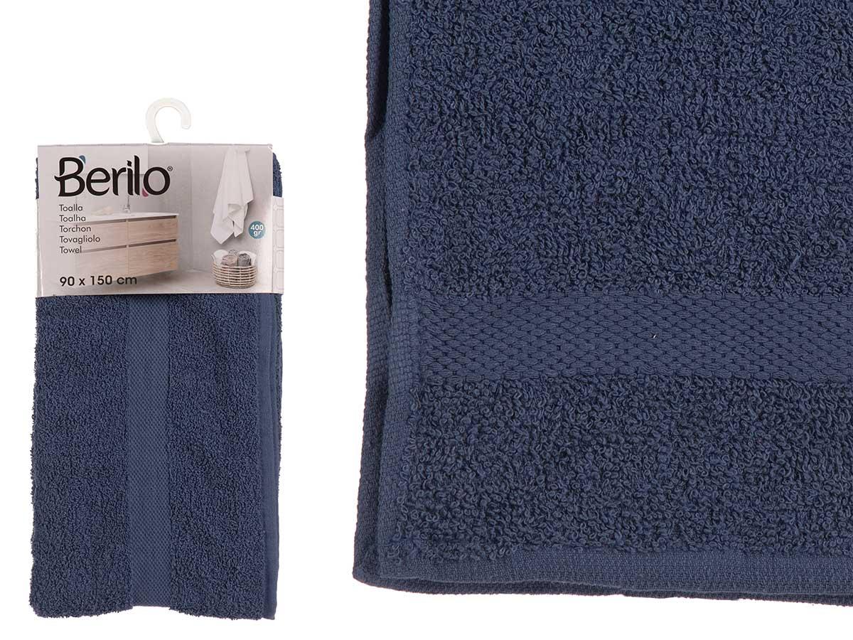 Berilo Toalla Lisa 90x150 cm Azul Oscuro - 80% Algodón, 20% Poliéster (12 Unidades)