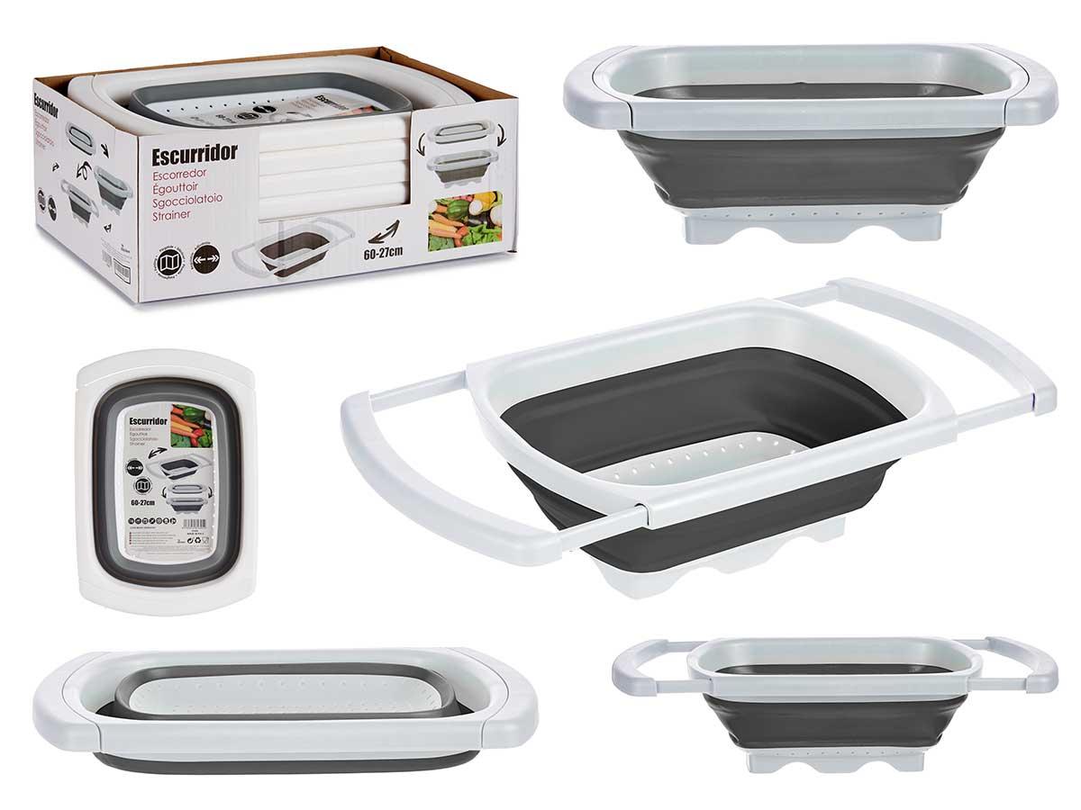 Kinvara Colador Rectangular Ajustable y Plegable 39.5x4.5x26 cm (12 Unidades)