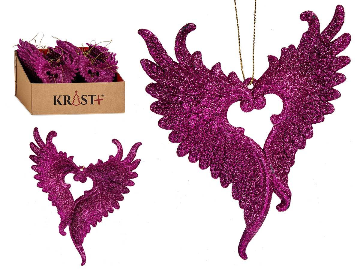 Krist+ Adorno Árbol Navidad Pequeño Alas Fucsia 12x13x2.5 cm (48 Unidades)