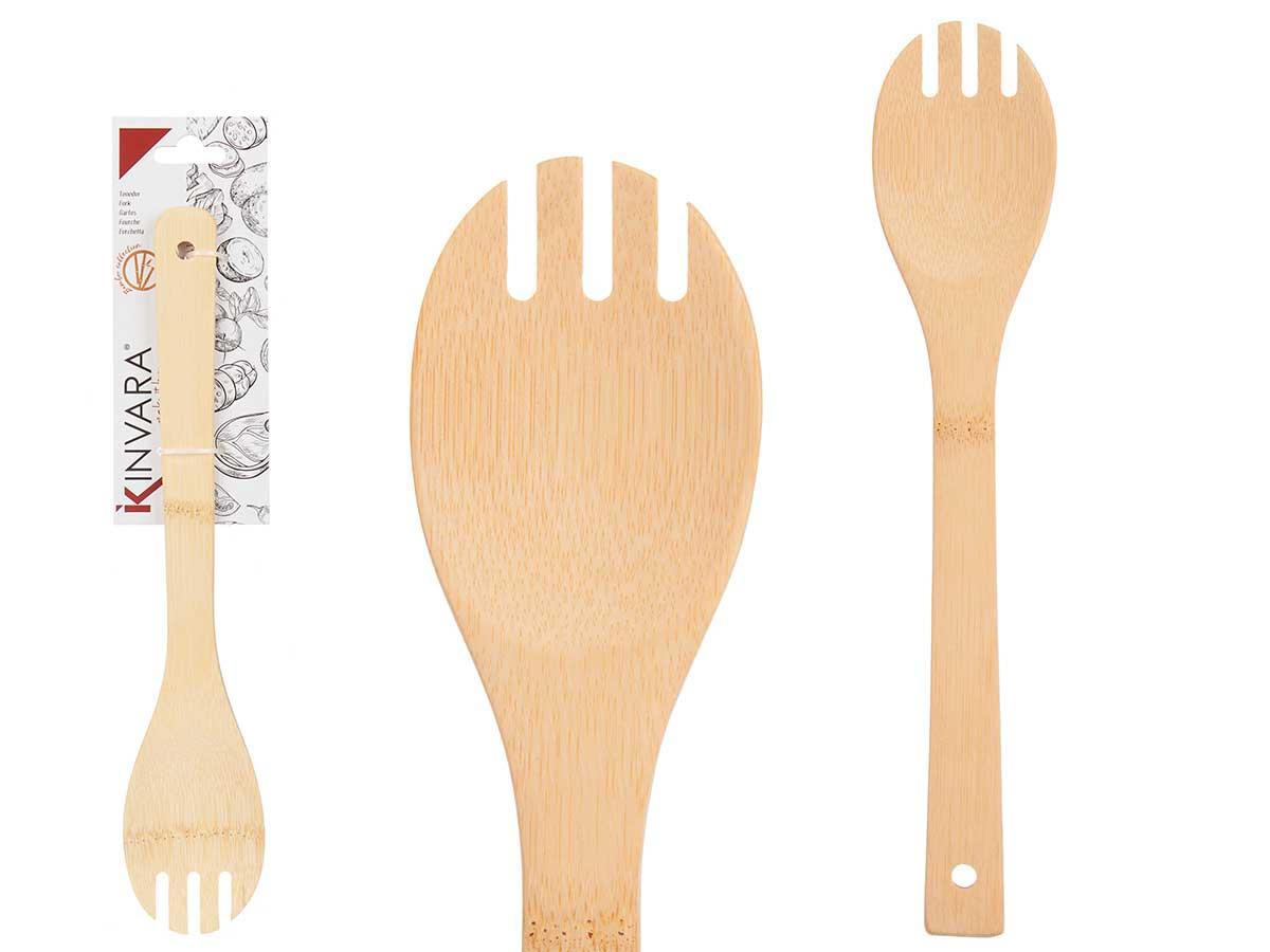 Kinvara Tenedor de Bambú para Cocina, 6.5x34.2x0.6 cm, Marrón (24 Unidades)