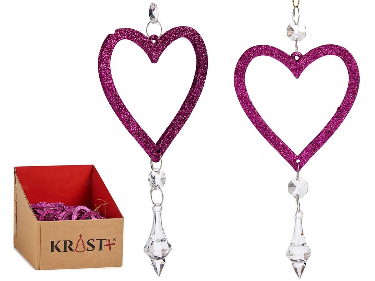Krist+ Adorno Árbol Navidad Corazón Fucsia 9x16x2 cm (48 Unidades)