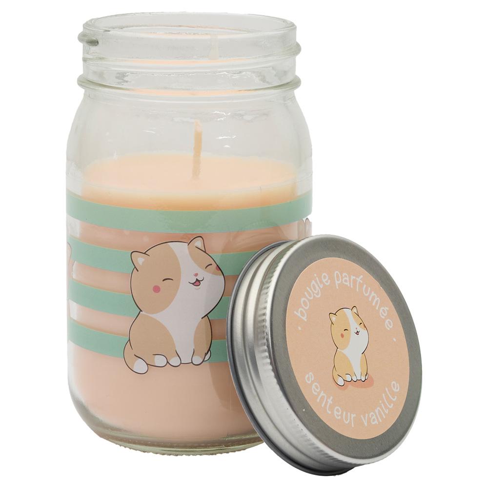 The Concept Factory Tarro Con Vela Perfumada Kawaii - Gato, Panda, Malvavisco - Cera de Parafina, Vidrio, 260g