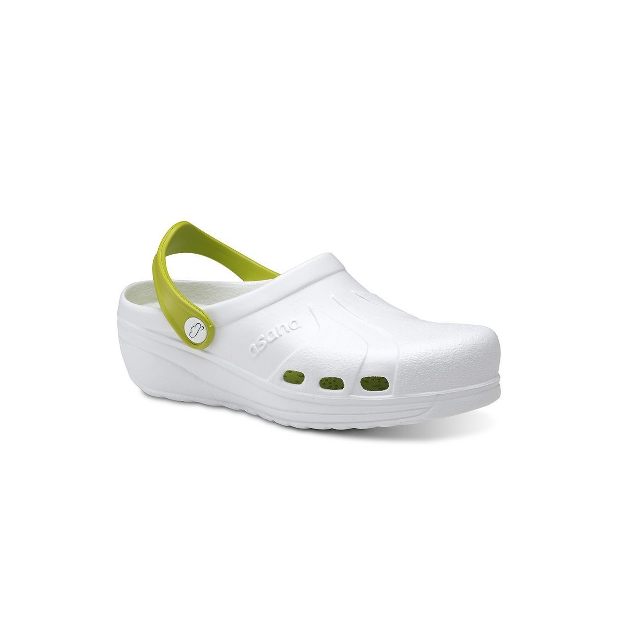 ZUECOS SANITARIO ASANA ANATÓMICOS DE COLOR BLANCO Y PISTACHO